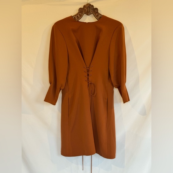Tibi Rust Dress with Lace-Up Detail - Picture 2 of 13